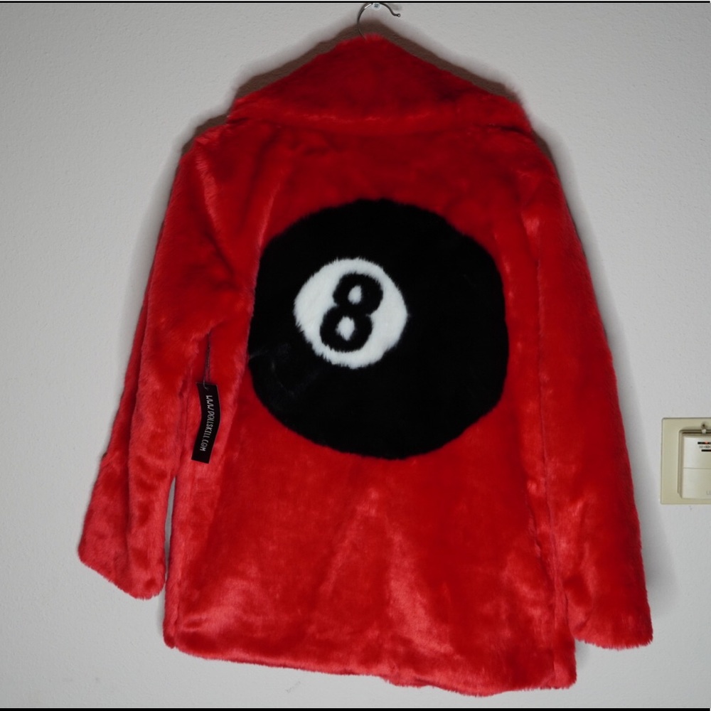 Current Mood, Red 8 Ball 🎱 Faux Fur Jacket